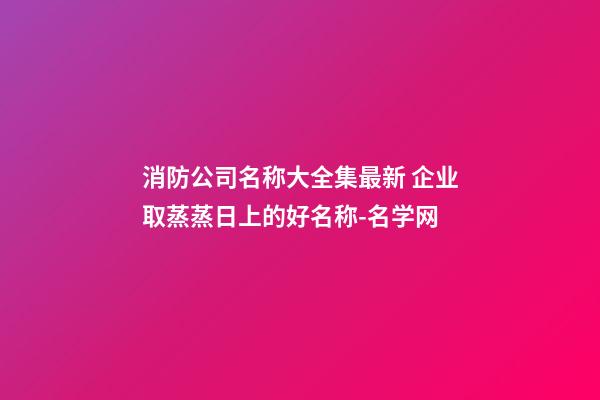 消防公司名称大全集最新 企业取蒸蒸日上的好名称-名学网